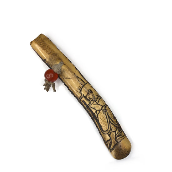 Ojime, Cigar case - Kiseru-zutsu - Antler - Warrior - Japan - Meiji period (1868-1912)