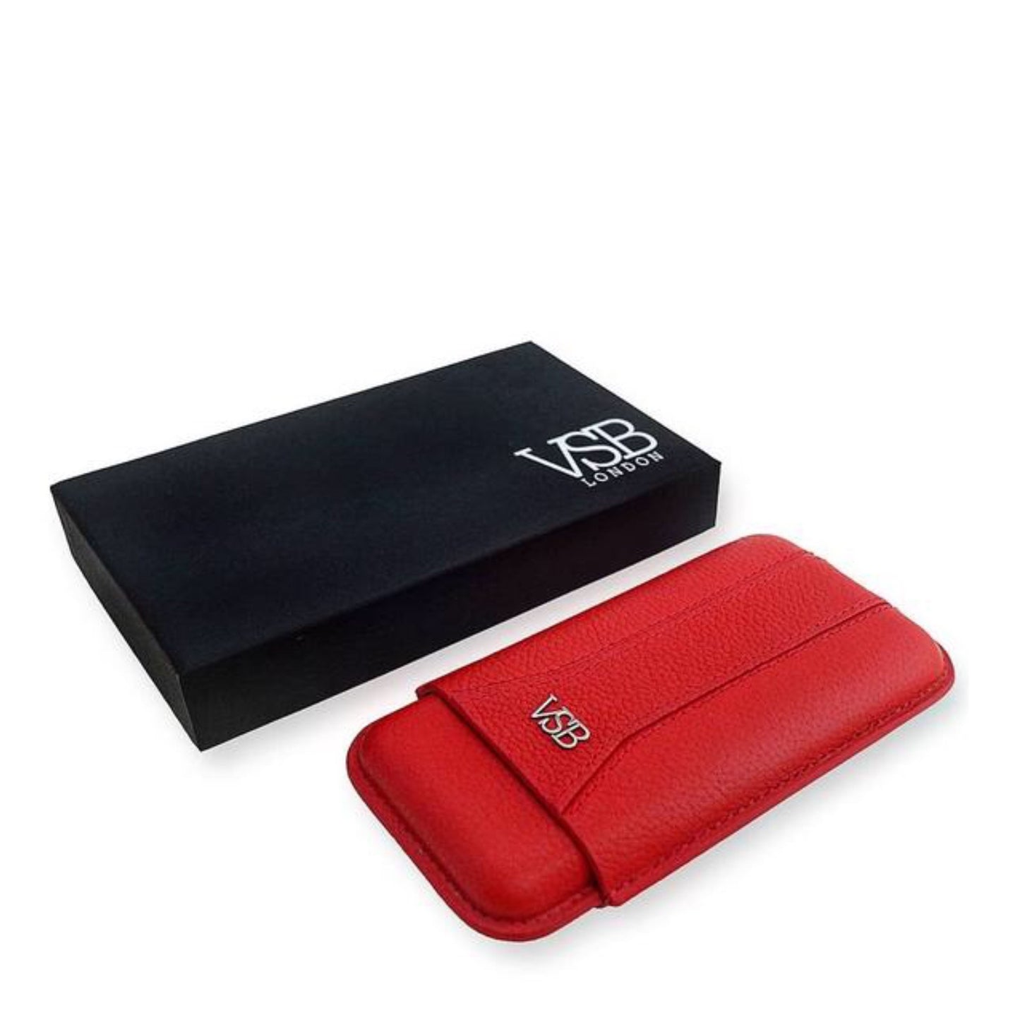 VSB London leather cigar case in red