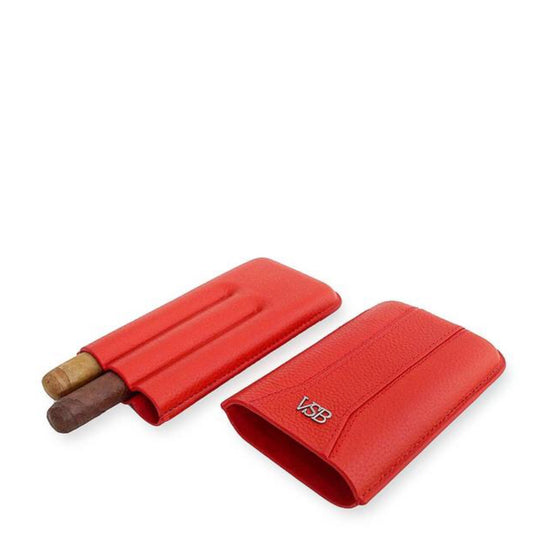 VSB London leather cigar case in red
