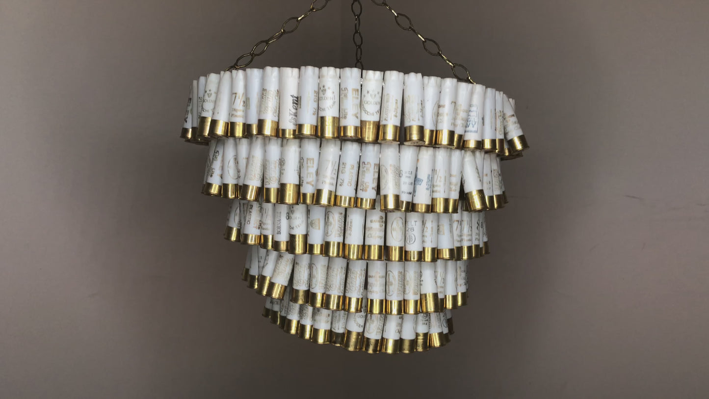 Load and play video in Gallery viewer, Video of Chandelier made-with shotgun cartridges-
