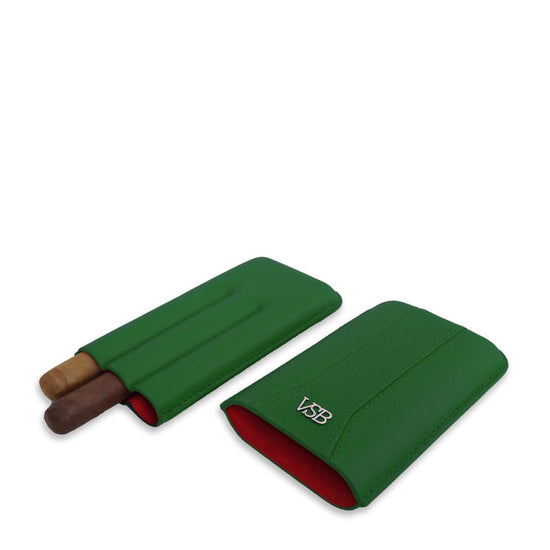 VSB London leather cigar case in racing green