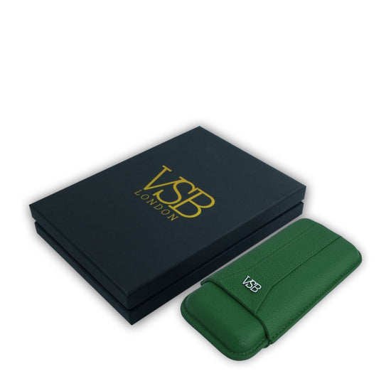 VSB London leather cigar case in racing green