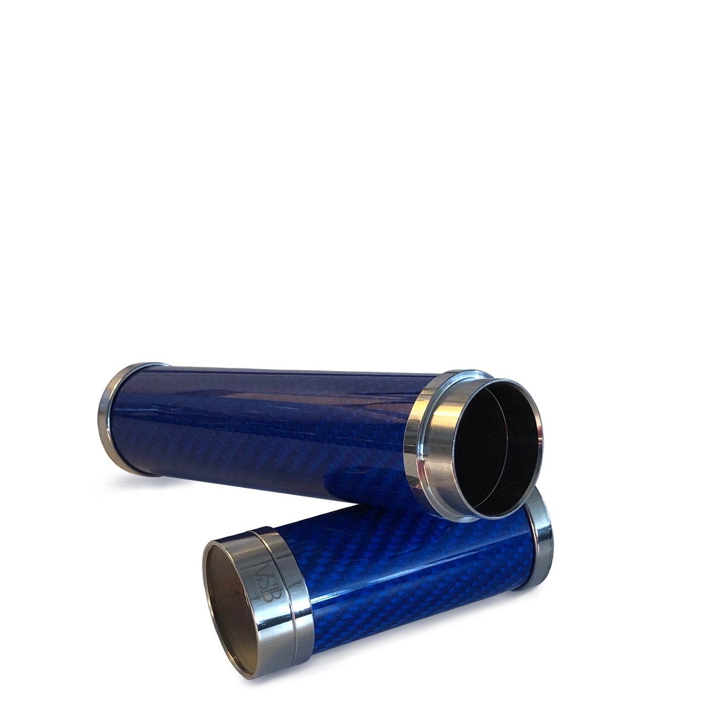 VSB London carbon fibre and stainless steel cigar tube in blue