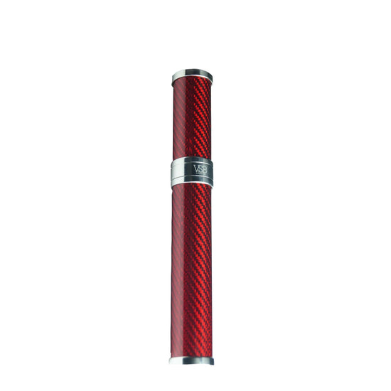 Load image into Gallery viewer, VSB London carbon fibre and stainless steel cigar tube in red
