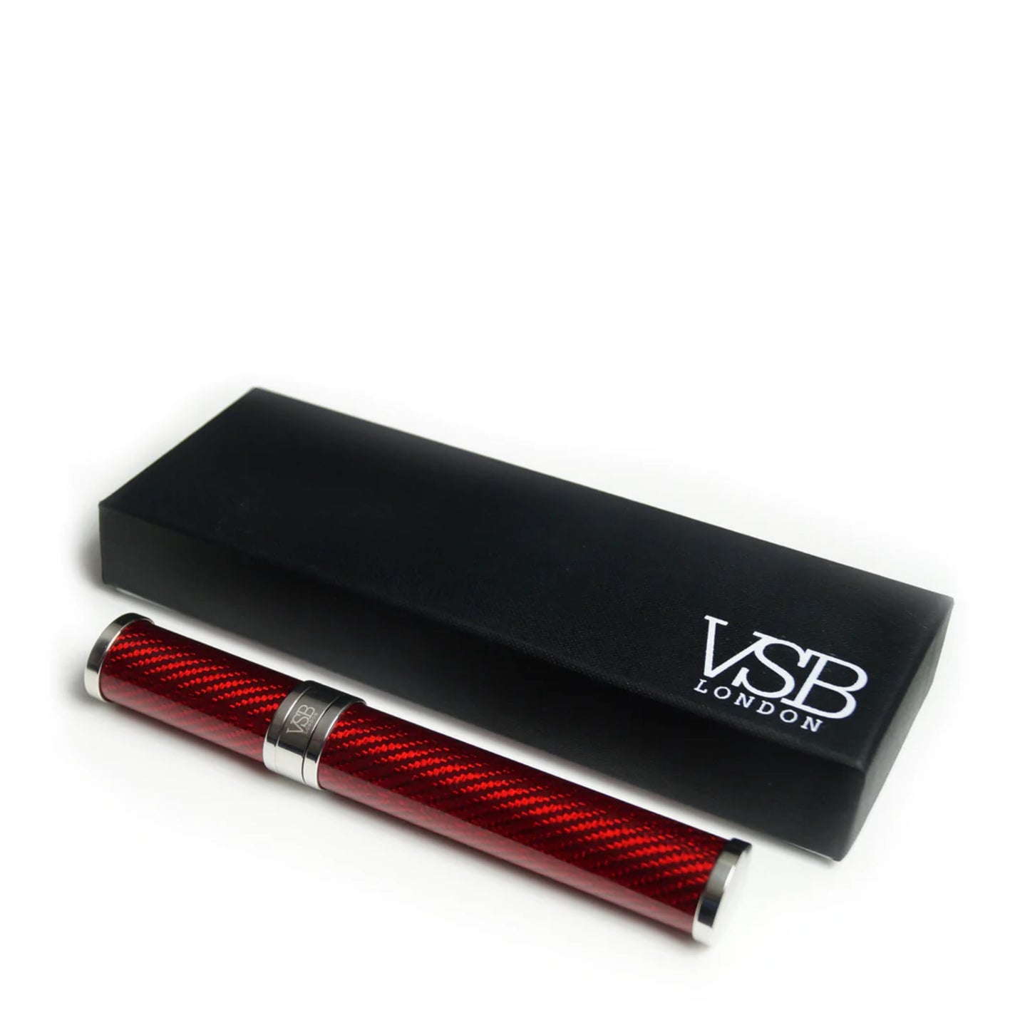 VSB London carbon fibre and stainless steel cigar tube in red